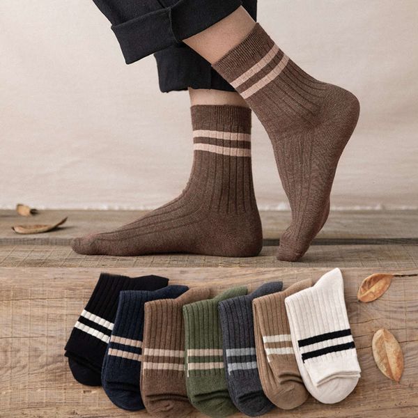 

socks men's middle tube autumn and winter fashion men's warm pure cotton stockings korean leisure four seasons middle tube cotton, Black
