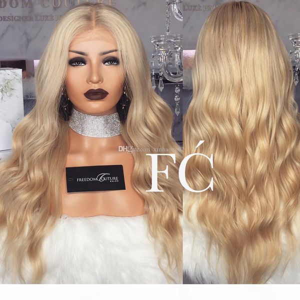 

full lace human hair wigs blonde 613 peruvian hair body wave glueless lace front human hair wig for black white women, Black;brown
