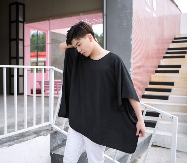

youth fashion alternative loose short sleeve t-shirt korean men's fashion brand large batman shirt medium sleeve 5 / 4 sleeve, White;black
