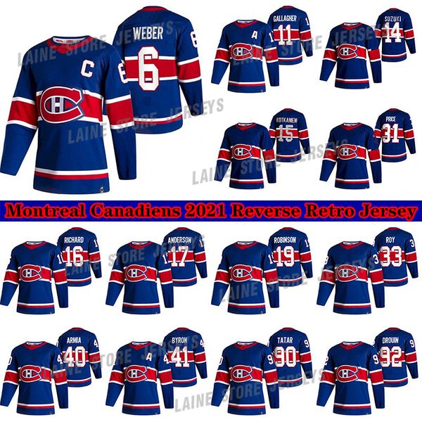 

montreal canadiens jersey 2020-21 reverse retro 14 nick suzuki 6 shea weber 31 carey price 11 brendan gallagher 15 kotkaniemi hockey jerseys, Black;red