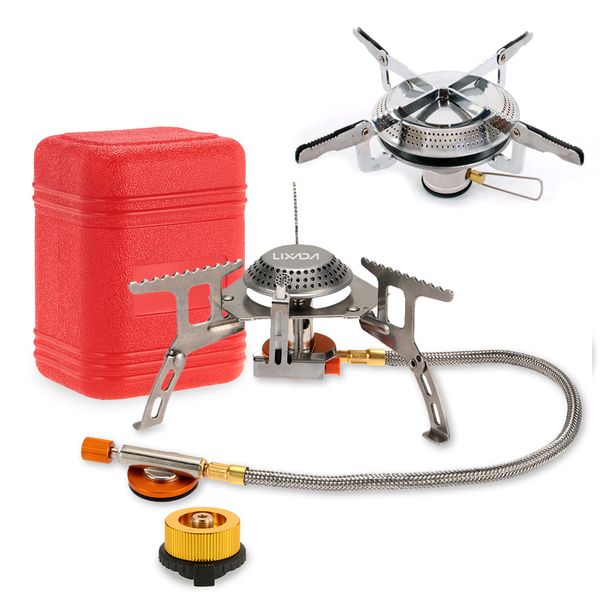 

lixada 3000w camping gas stove outdoor camping stove cooking portable gas stove furnace foldable split burners with box