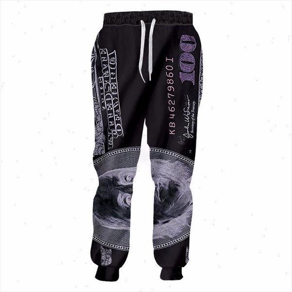 

money jogger pants men women casual trousers funny 3d dollar print elastic waist sweatpants fall hip hop pants custom, Black