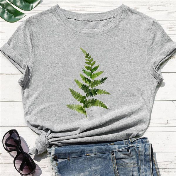 

art эстетические зеленые листья печать женский футболку битник повседневная красивые холодные футболки современной девушки одежда тонкая фут, White