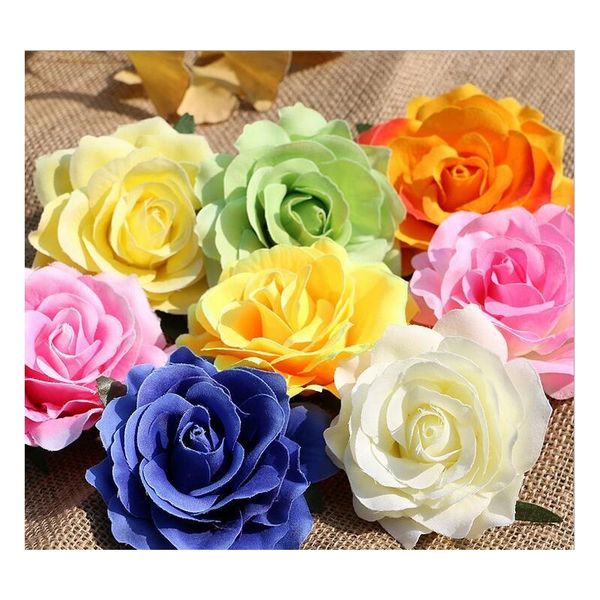 

rose heads artificial flowers plastic fake flowers head silk flowers wedding decoration wall shipping wf008