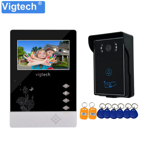 

video door phones vigtech4.3 inch wired intercom doorphone for home system rfid access camera with waterproof & ir