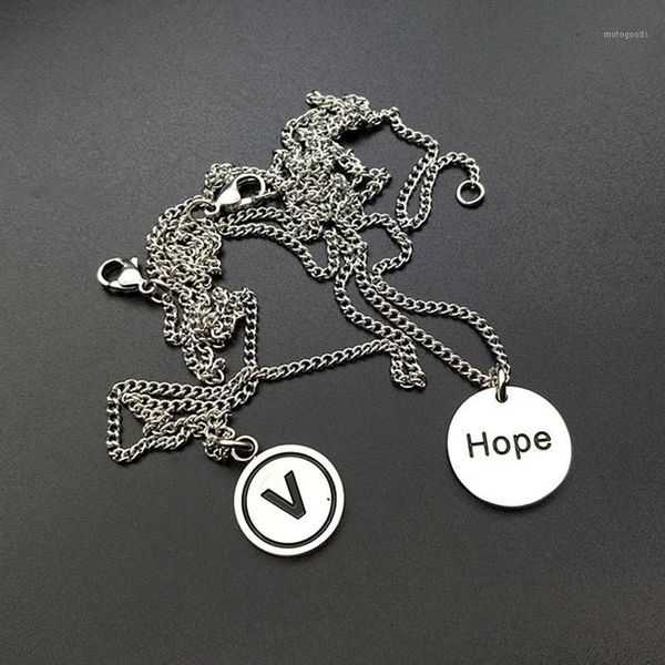 

pendant necklaces necklace men round hope nameplate stainless steel hip hop letter statement jewelry for neck wholesale1, Silver