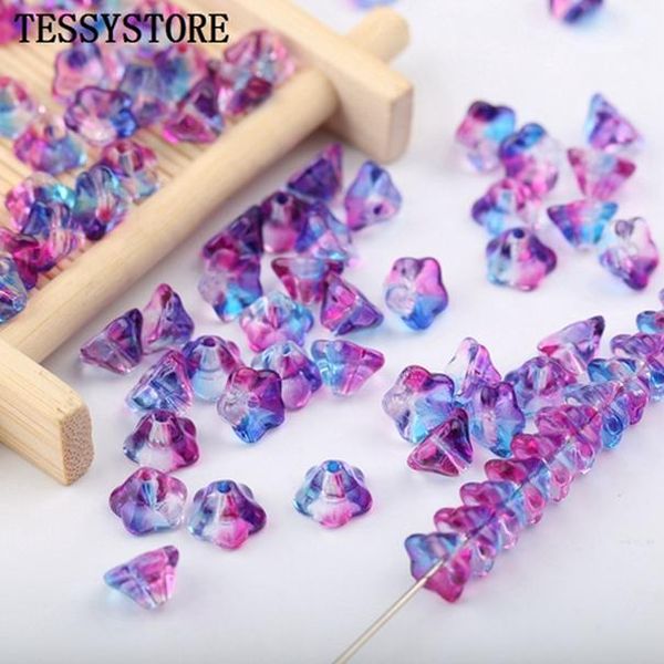 

20шт лилия цветок формы лампы шаблон бусины мульти градиент цвет стеклянные бусины для ювелирных изделий, делая шпильку ручной работы diy ак