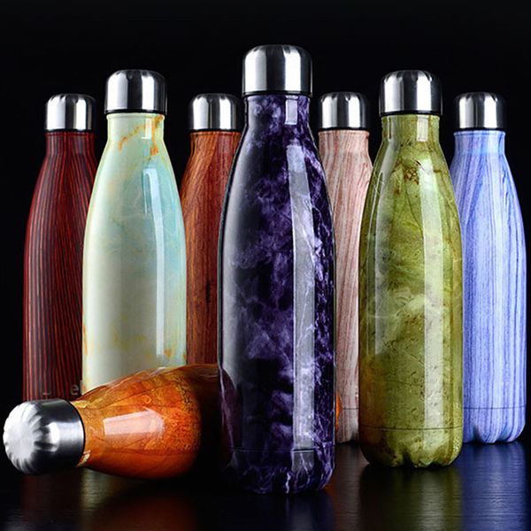 

water bottles vacuum insulation cup mug bottle sports 304 stainless steel cola bowling shape travel mugs kitchen cups 500ml wx-c16