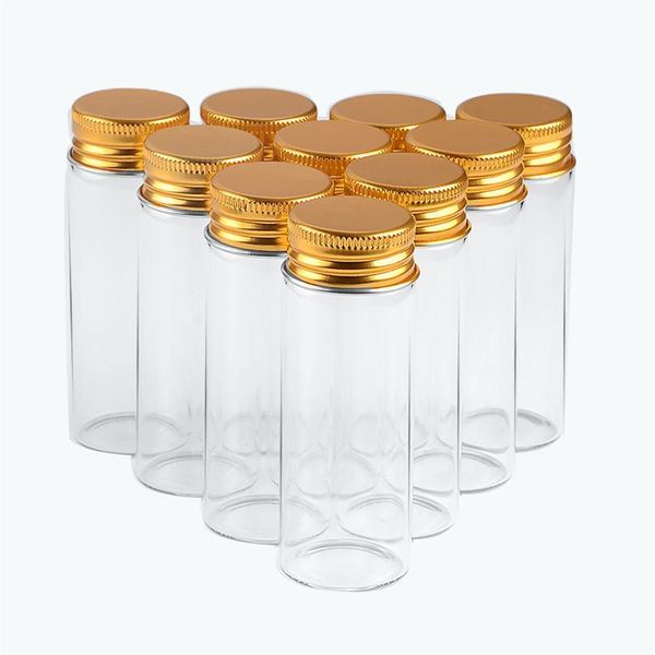 

30x80x21mm 40ml transparent glass jars with aluminium screw cap empty bottles golden lids glass bottles gift vials ja bbylrz