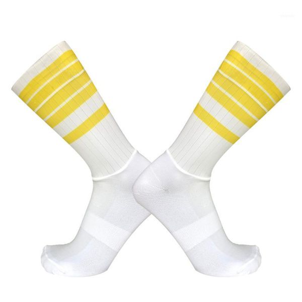 

sports socks non-slip silicone cycling road sport socksyellow striped socks1, Black