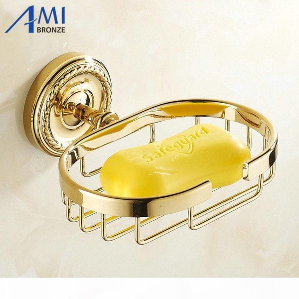

golden polished soap net dish holder basket wall mounted bathroom accessories hardwares 7004g
