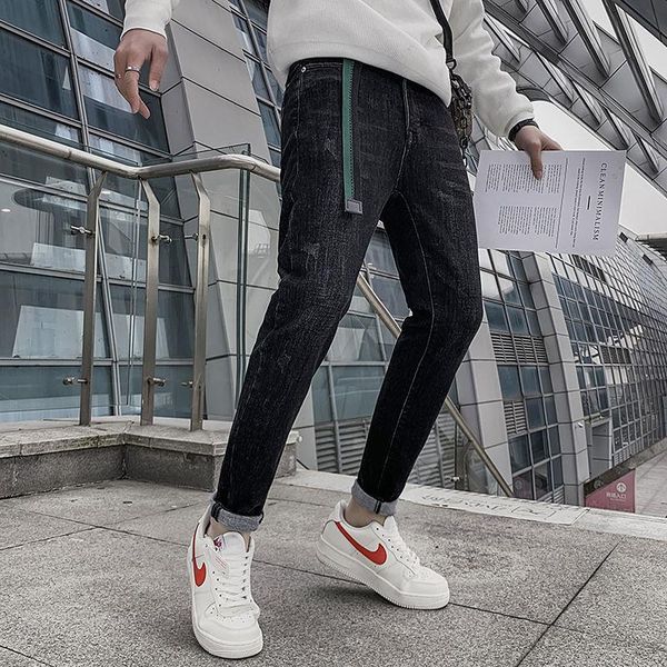 

men's jeans 2021 autumn black loose straight trend casual pants recommend, Blue