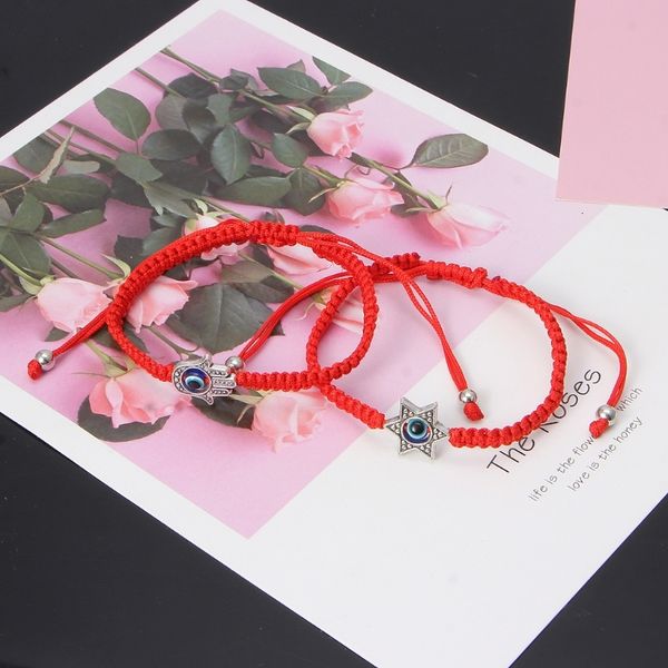 

blue lucky hamsa kabbalah red bracelets string thread turkish evil eye charm women handmade fatima friendship jewelry 10