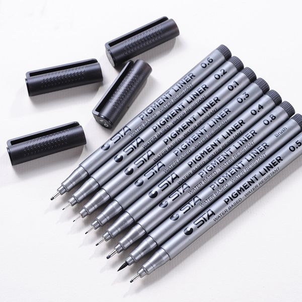 

9 pcs/lot Micro-line Marking Pen for Manga Drawing Sketch Pigment Liner Art Marker Brush Pens Water Based Resistant Supplies