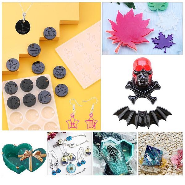 

epoxy resin casting molds kit sile uv casting moulds pendant coaster storage box molds with accessories for jewelr jllkae, Black;white