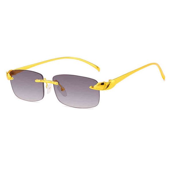 

80% off wholesale new square frameless leopard head ocean film street pgraphy men's and women's sunglasses, White;black