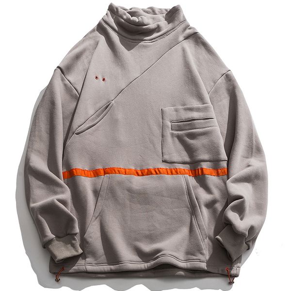 

and american european hip-hop functional pocket seamy men's fashionable sweatshirt loose fashion brand couple's sweater josw, Black