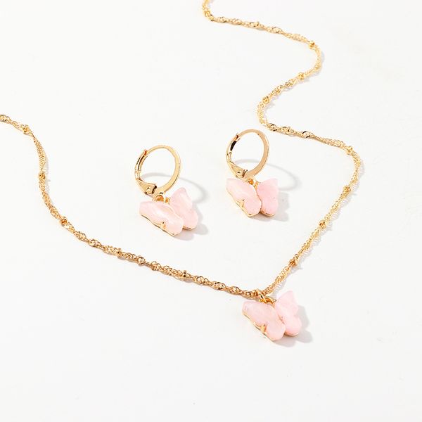 

new fashion bohemian acrylic butterfly pendant necklace for women trendy bead chian clavicle chian necklaces cute jewelry