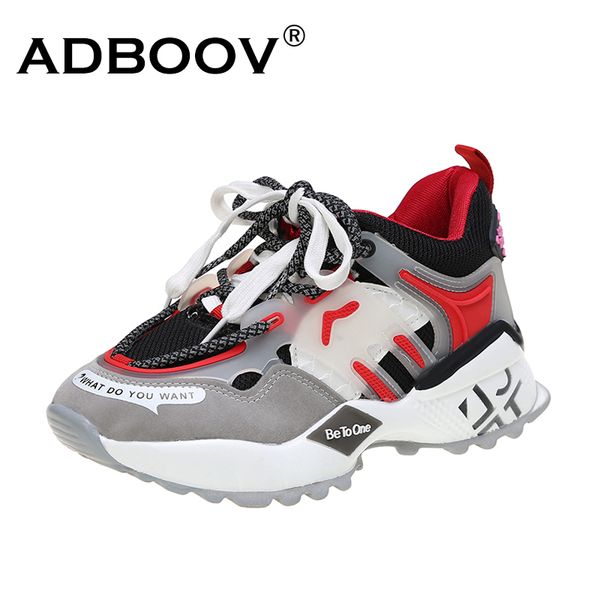 

adboov new suede fashion women sneakers chunky street casual shoes trainers female footwear 201201, Black