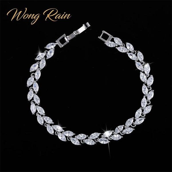 

wong rain 925 sterling silver created moissanite sapphire ruby amethyst gemstone bangle charm bracelets fine jewelry wholesale 201211, Black