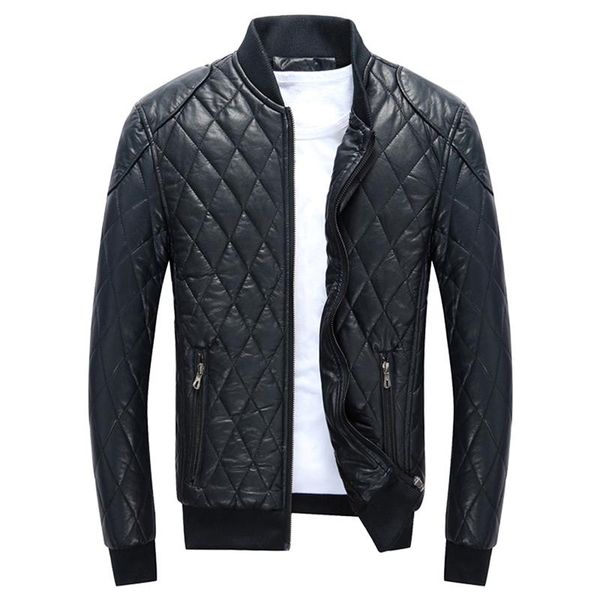 

men's fur & faux autumn winter casual zipper pu leather jacket motorcycle men leisure clothing slim, Black