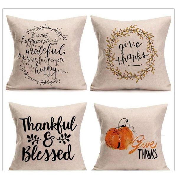 

happy thanksgiving day pillow covers fall decor cotton linen give thanks sofa throw pillow case home car cushio jllhov sinabag