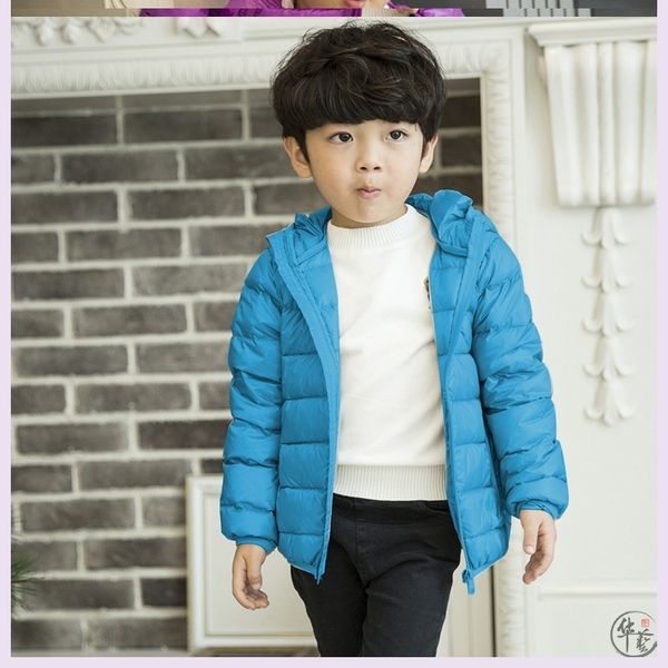 

down jacket thin new boys' and girls' middle-aged children's super light warm coat in winter, Blue;gray