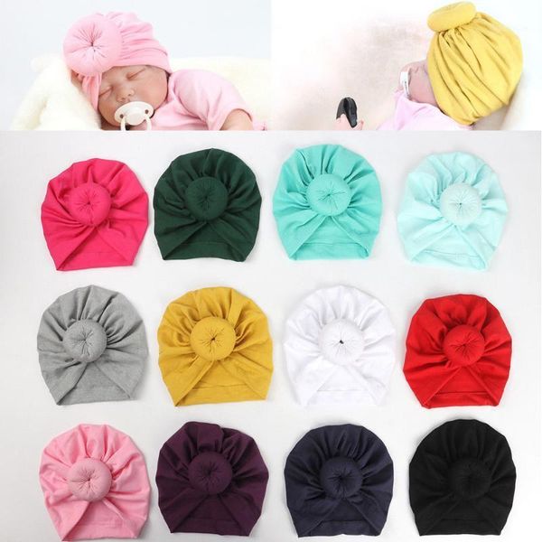 

summer kids baby girl turban flower head wrap adjustable hat cotton cap1, Yellow