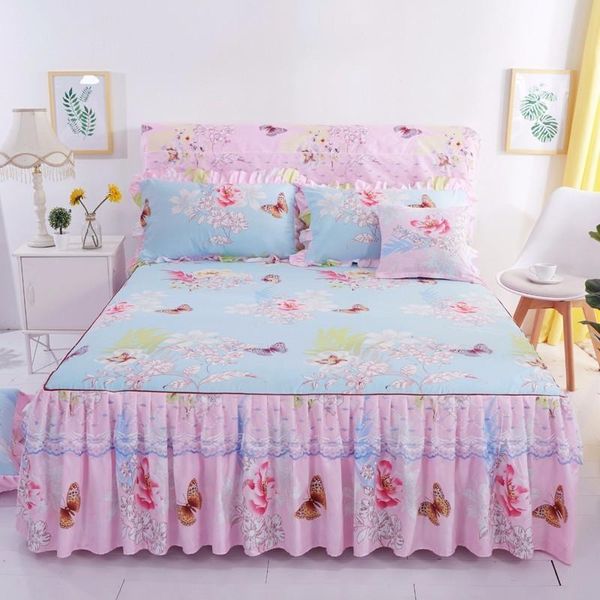 

1 piece lace bed skirt +2pieces pillowcases fashion bedding set princess bedspreads sheet bed for girl cover king/queen size