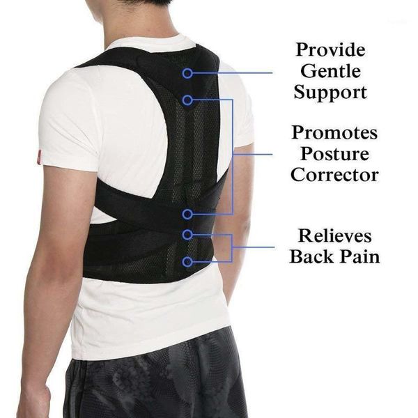 

back support adjustable posture corrector waist brace shoulder belt1, Black;blue