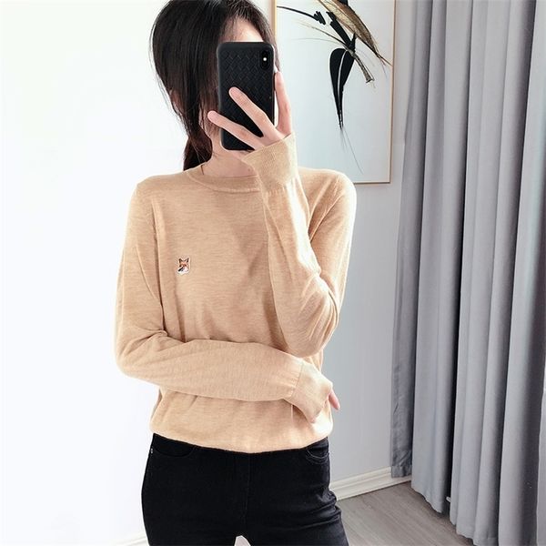 

women early autumn new embroidery loose round neck long sleeve pullover sweater 201030, White