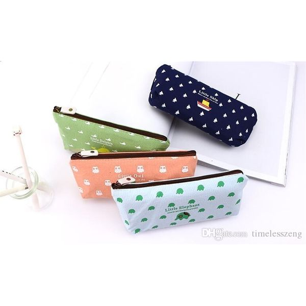 

school pen bag fashion dew student pencil case office stationery canvas multifunction printing pencil bag gift