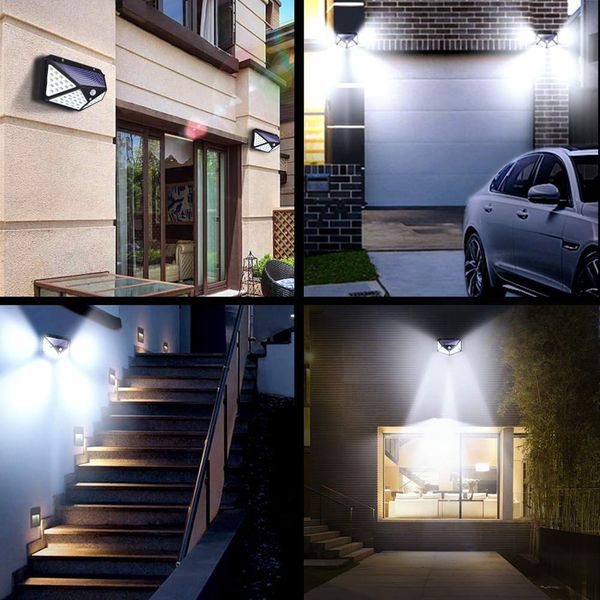 

1/2/4pcs high efficient solar power light pir motion sensor 100 led solar wall lamp outdoor waterproof yard garden roof lamps