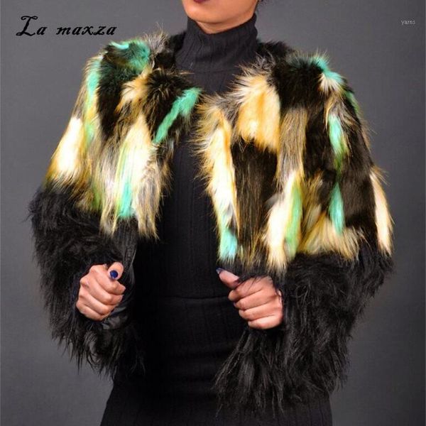 

womens coats winter casual faux fur coat warm clothes 2020 fashion korean print fur jacket plus size1, Black