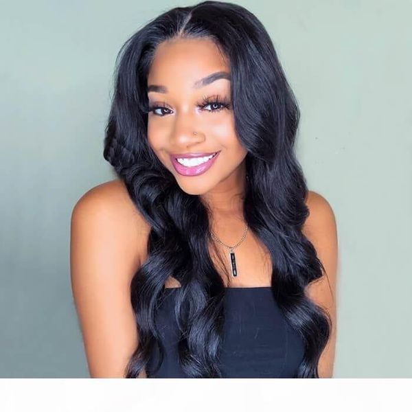 

body wave lace front human hair wigs for women brazilian virgin remy hair lace frontal wigs bleached knots with baby hair, Black;brown