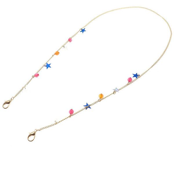 

chains adjustable anti-lost mask lanyard colorful star beads chain necklace strap holder ear saver school supplies, Silver