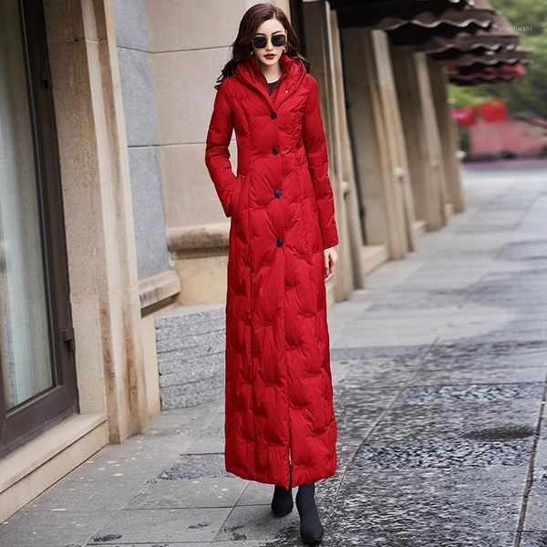 

garden beautiful clothes big red down jacket long women's ankle over long 2019 winter fashion waist off two 60281, Black