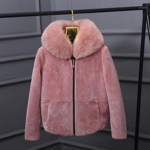 

winter fuax collar very good quality sheep fur coat winter women luxury faux fur furry slim woman fake jacket wj17651, Black
