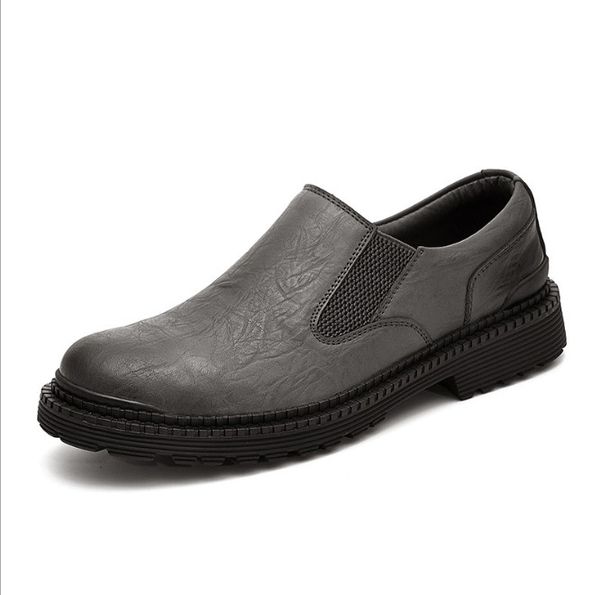 

mens loafers moccasins slip on genuine leather shoes men outdoor handmade sewing casual shoes fashion driving shoes, Black