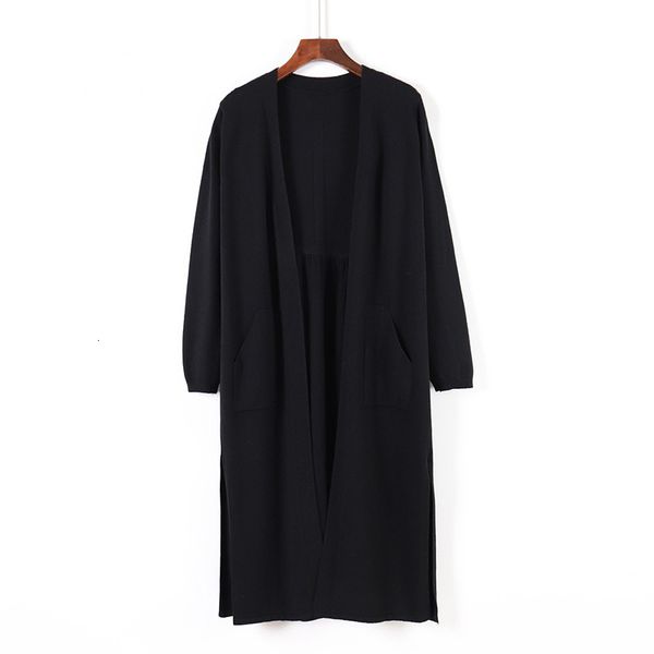 

2021 new autumn winter drawstring knit cardigans women midi long sweater cardigan female outwear jacket coat with pocket fk1i, White;black