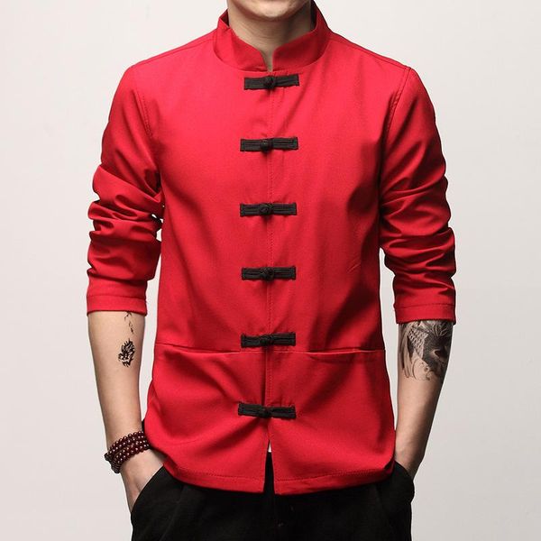 

2021 spring new style men chinese-style large size jacket retro solid color chinese style coat men's jacket, Black;brown