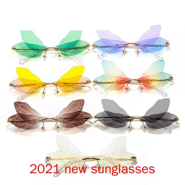 

2021 fashion small clear butterfly sunglasses woman vintage blue red eyewear men champagne sun glasses shades uv400 nx, White;black
