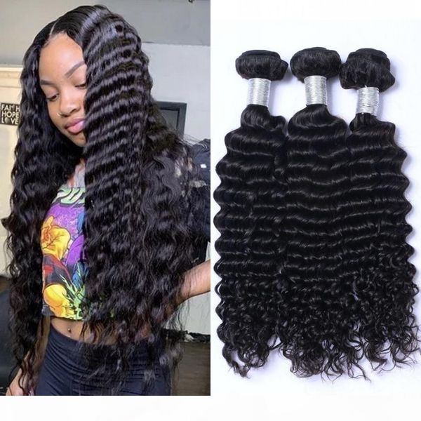 

indian human hair bundles deep wave bundles 3 pcs natural color bundles human hair weave 8 - 26 inch, Black