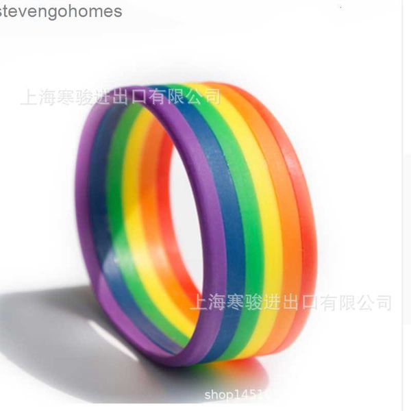 

rainbow wordless silicone bracelet six layer color gay blank star wristband, Golden;silver