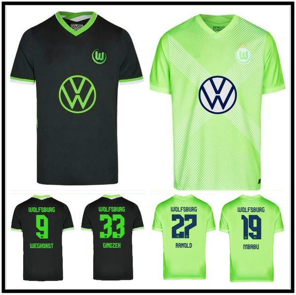 

20 21 vfl wolfsburg soccer jersey weghorst arnold home 2020 2021 malli brekalo mehmedi ginczek guilavogui xaver steffen football shirt, Black;yellow