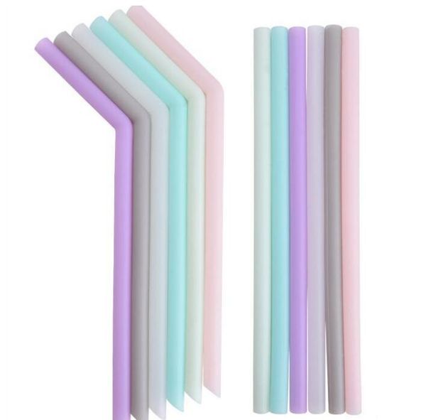 

silicone drinking straw multi-color reusable silicone straw folded bent straight straw home bar accessory silicone tube