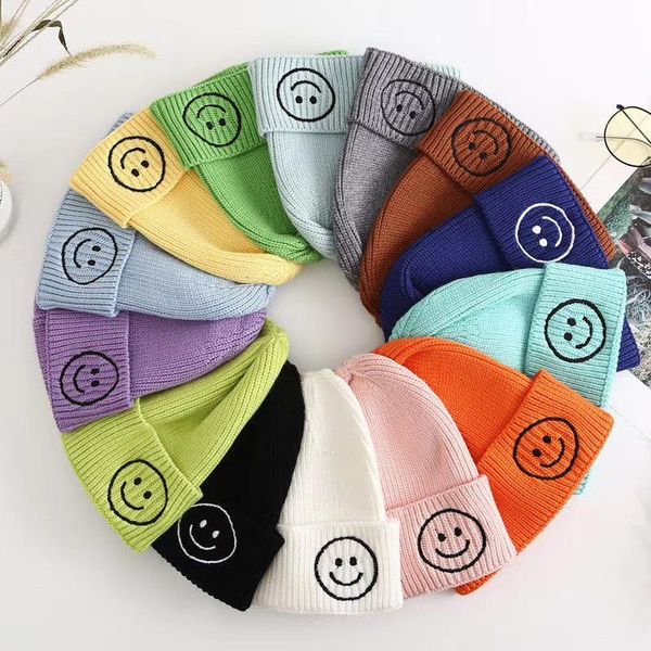 

beanie/skull caps 14 colors winter kids hat candy color acrylic knitted baby beanie cap elastic children girls boys hats zz-336, Blue;gray