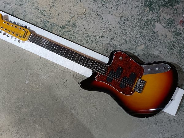 

factory 12 strings electric guitar,tobacco sunburst color guitar,rosewood fretboard,chrome hardwares,red pearl pickguard,can be customized