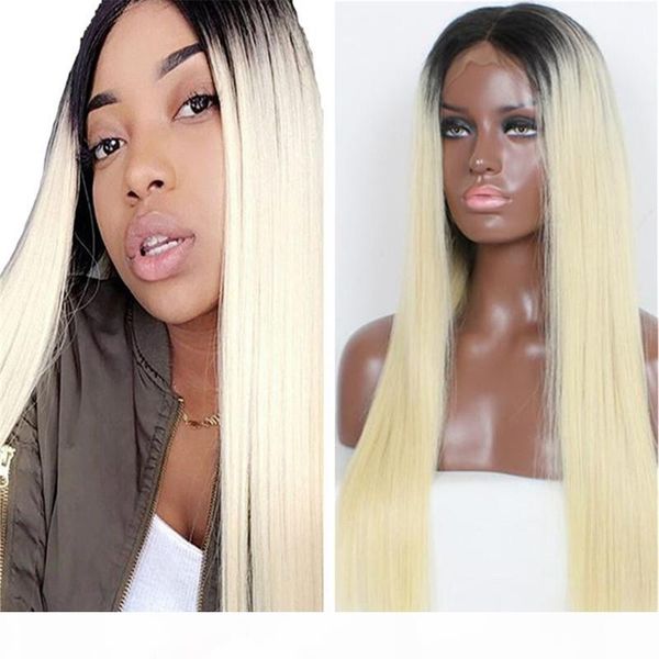 

celebrity wigs lace front wig ombre 1b 613 blonde human hair silky straight virgin malaysian ombre full lace wig ing, Black;brown