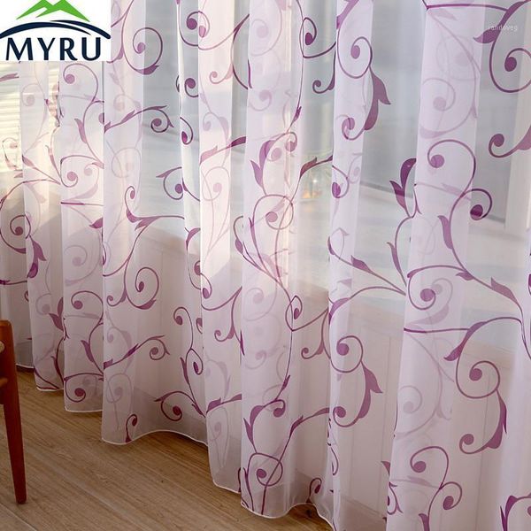 

myru modern geometric printed tulle curtain bedroom living room tulle sheer curtain1